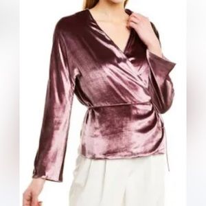 Vince Pann Velvet Wrap Top Blouse Silk Blend